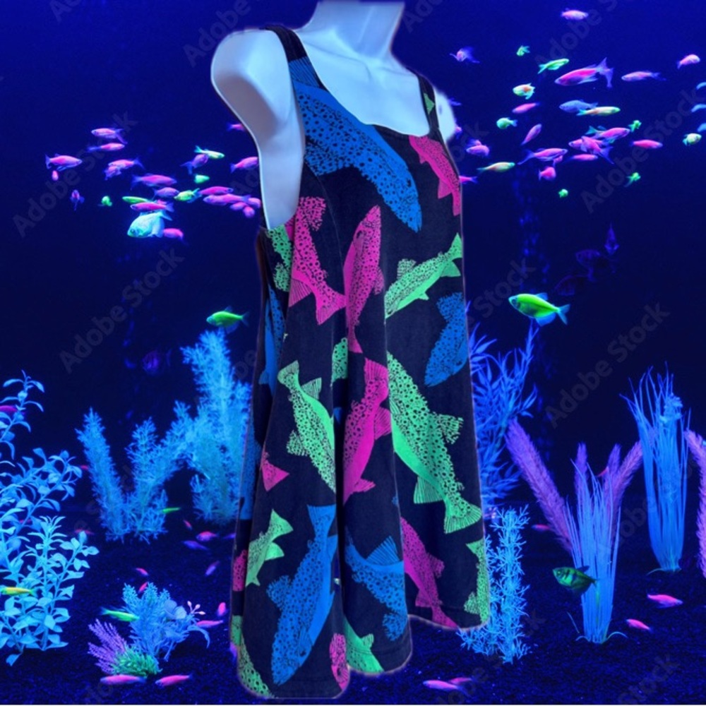 Vintage Betsey Johnson Neon Trout Mini Dress